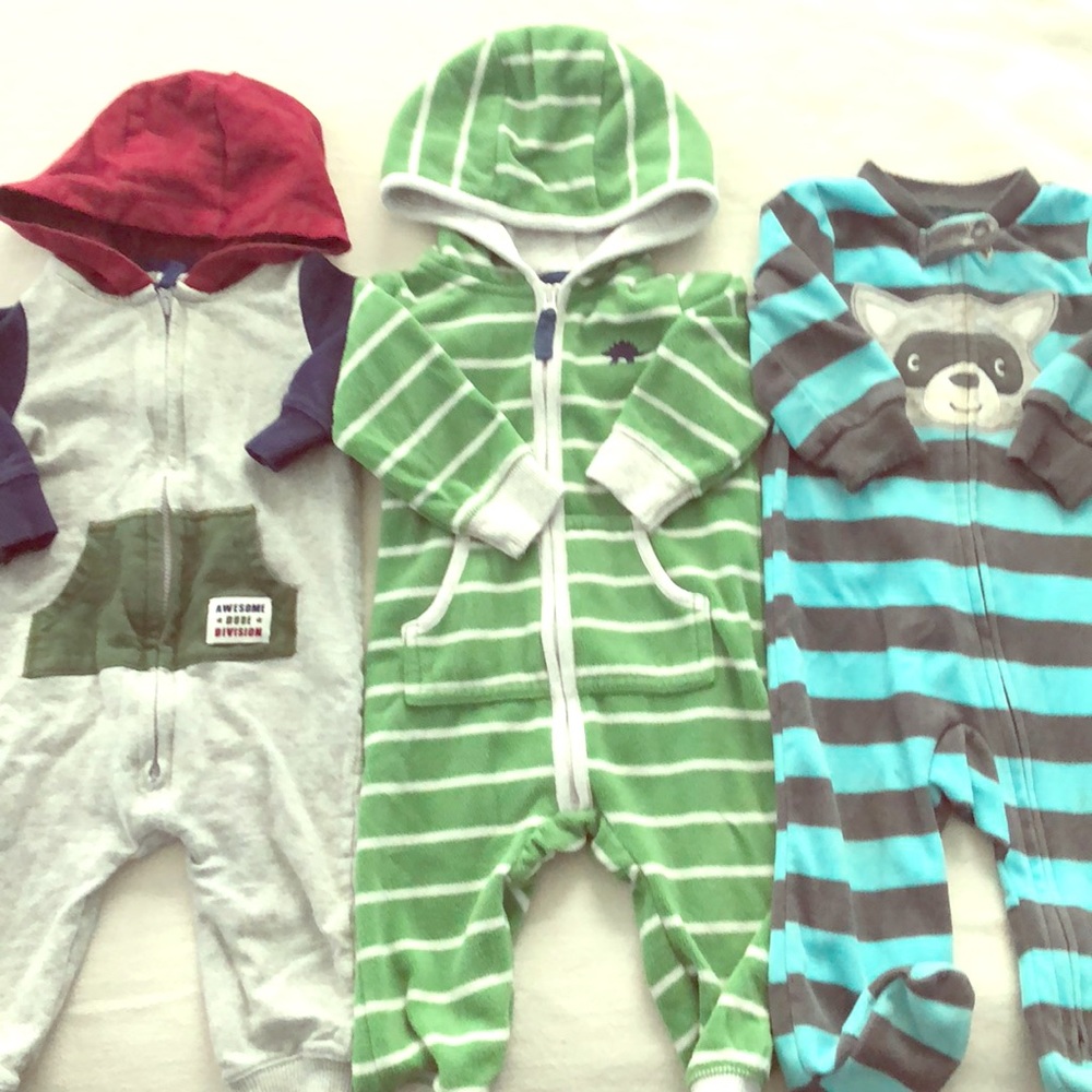 3 adorable baby boy Carter one piece outfits!